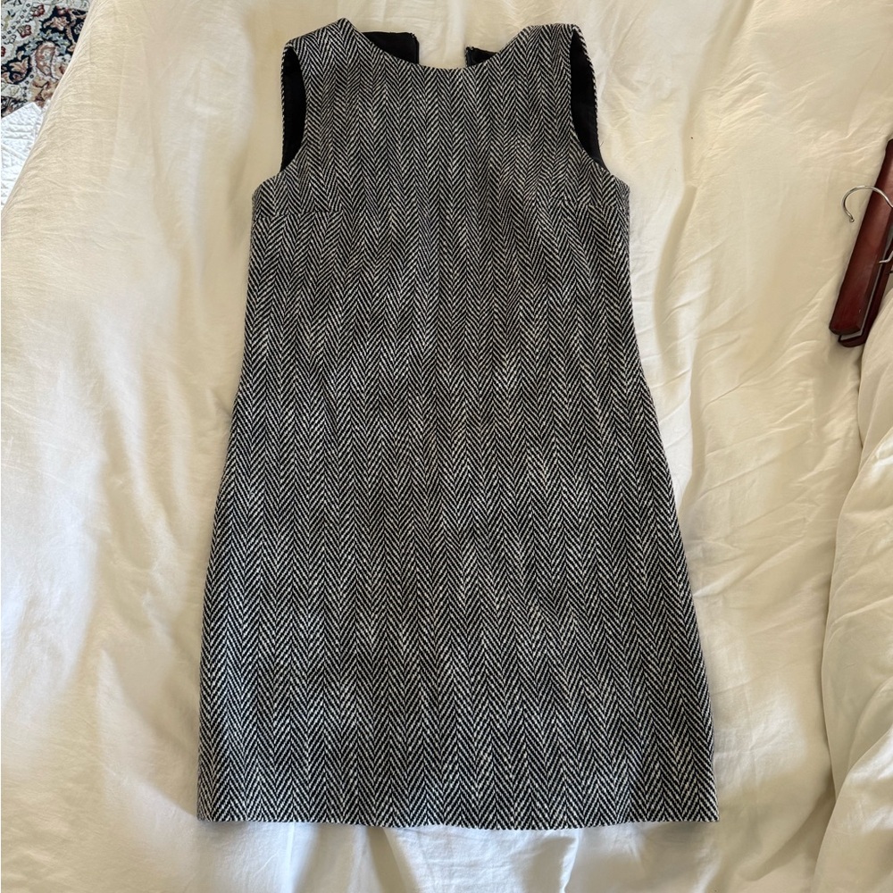 Theory Navy and White Herringbone Shift Dress Size 0